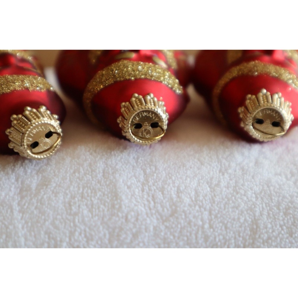 Lot 3x Krebs Blown Glass Ornament Germany Red Santa Christmas Glitter ~3.5" - Picture 9 of 10
